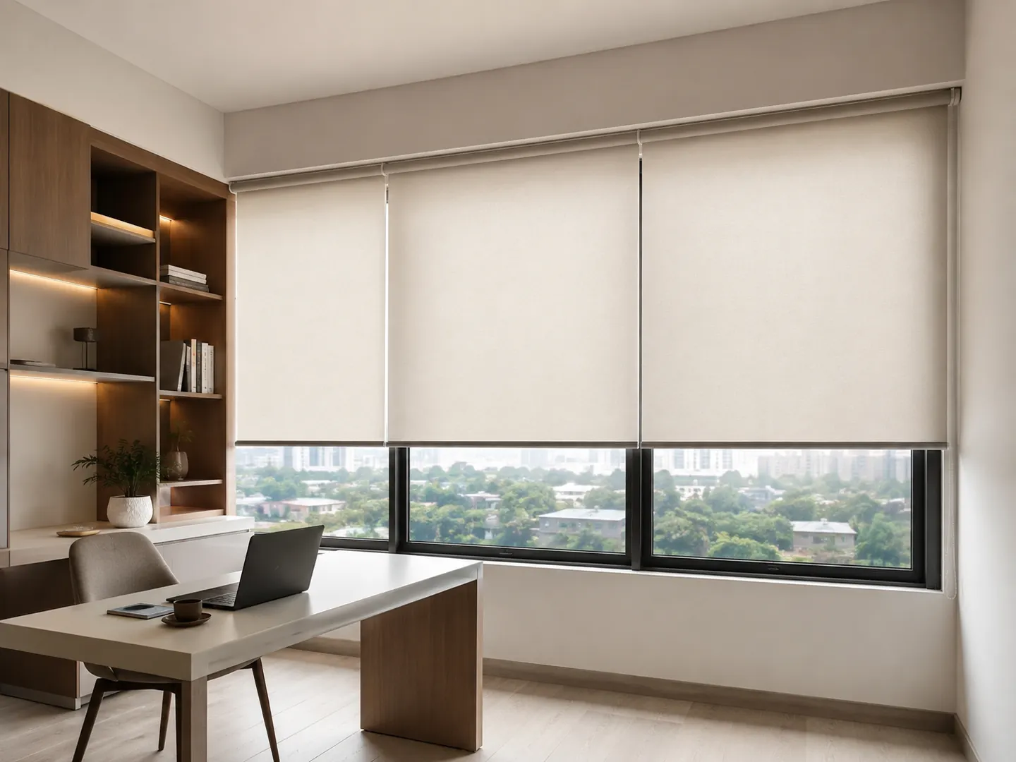 Roller blind pada ruang kerja