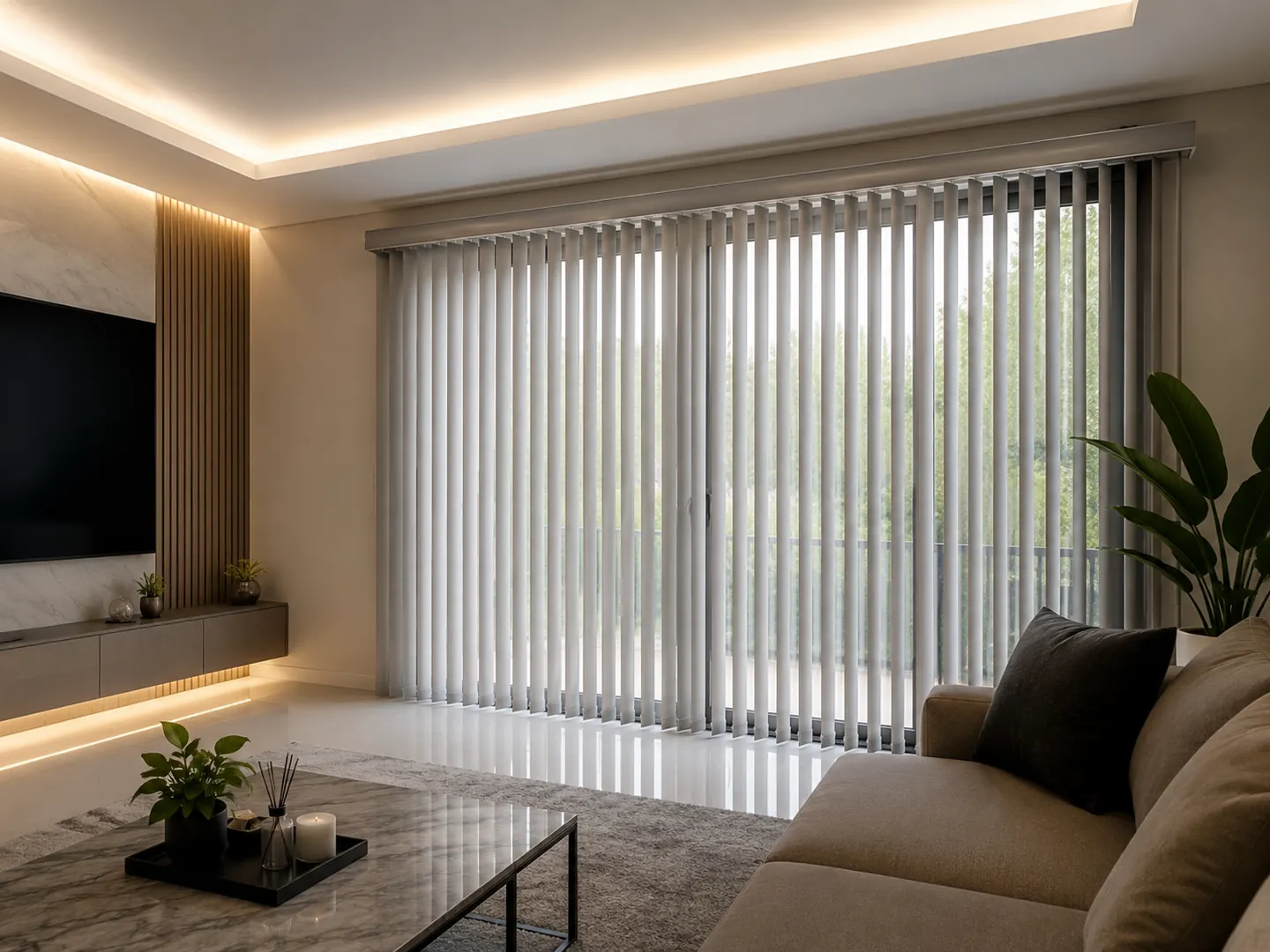 Vertical blind pada ruang tamu